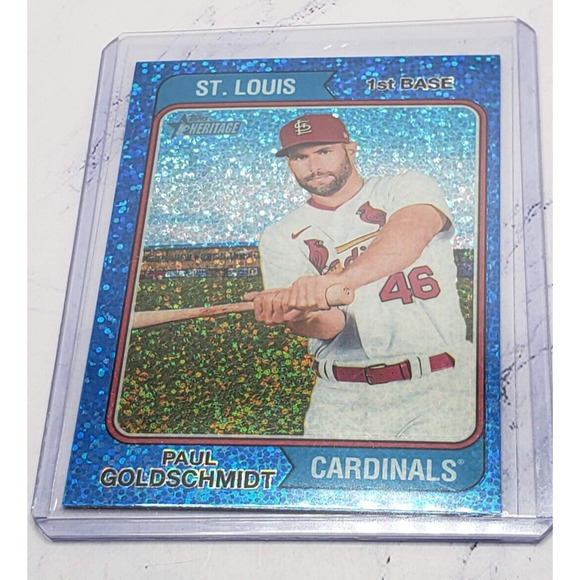 2023 Topps Heritage Blue Speckle PAUL GOLDSCHMIDT #307 Cardinals - Picture 3 of 4